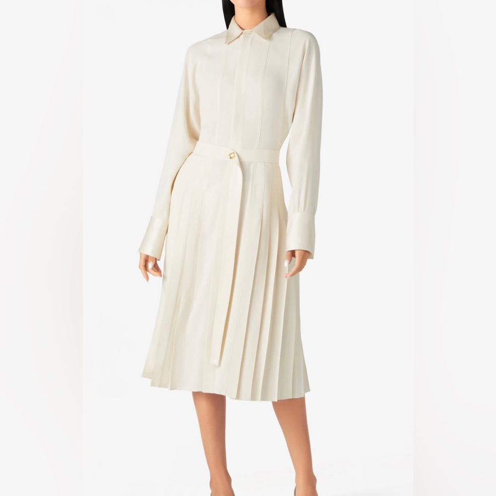 St. John Satin Crepe Shirt Dress